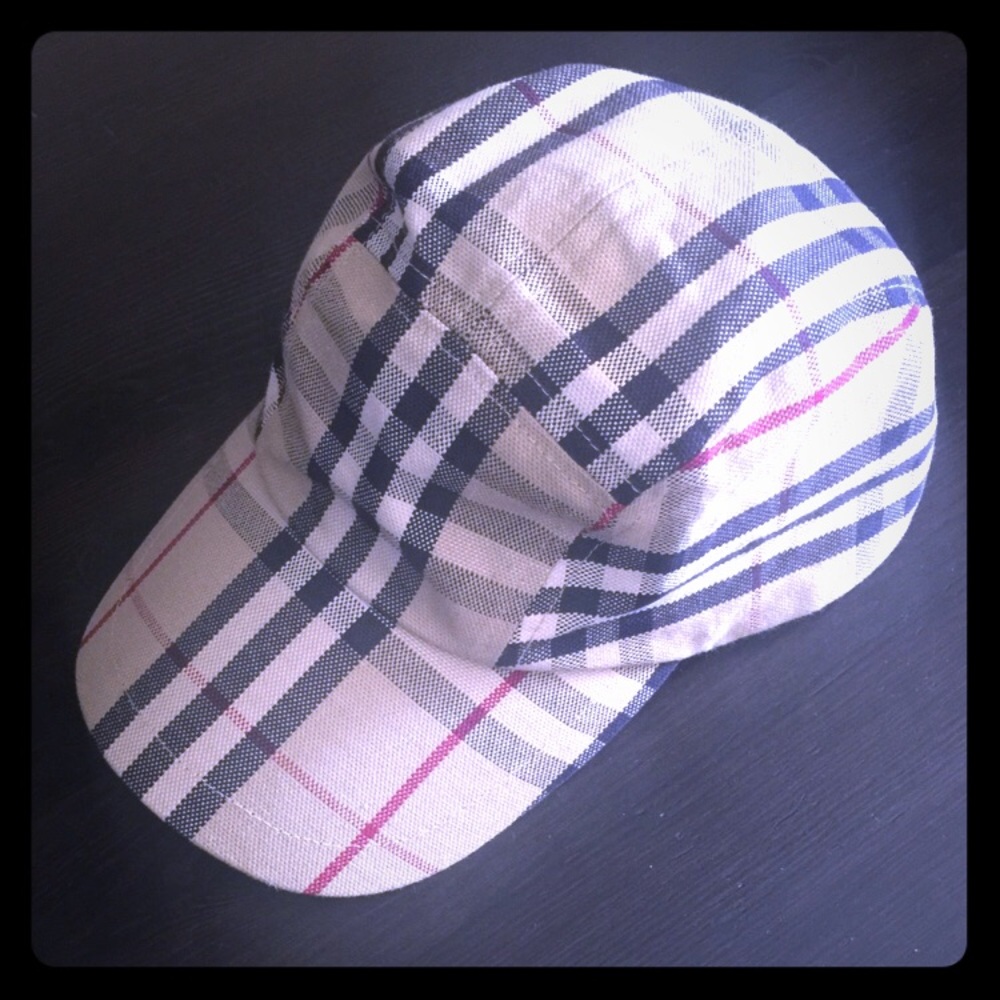 Burberry Plaid Cotton Baseball Cap in Beige, Black, Red